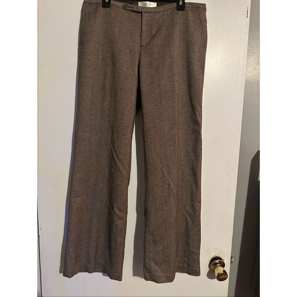 NWOT Old Navy Herringbone li ed Dress Pants Wool Blend Wide Leg Brown Size 12 Lo